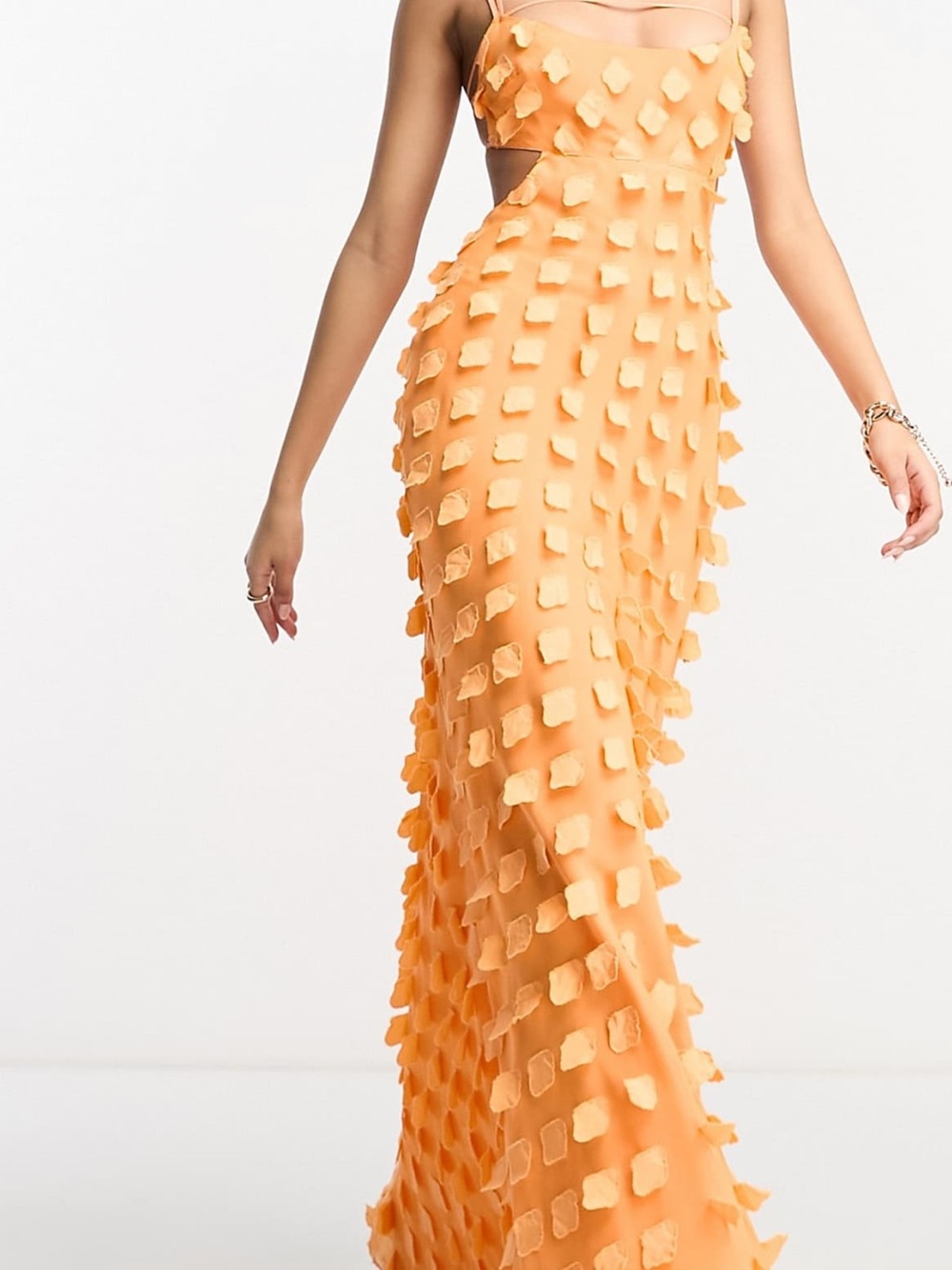 ASOS DESIGN Textured Strappy Maxi Dress in orange